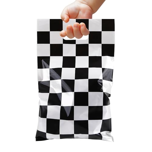 30-Pack Checkered Race Car Party Favor Bags with Handles for Kids
