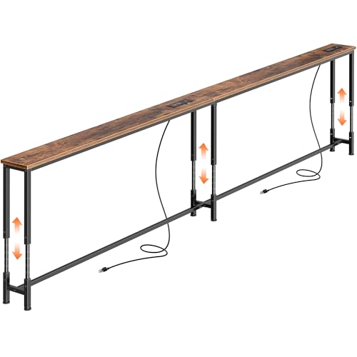 102.4" Extra Long Sofa Table with Power Outlets, Height Adjustable