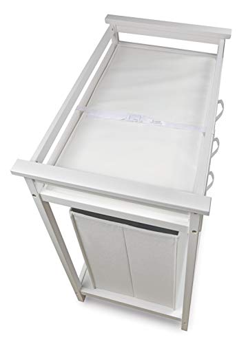 Baby Changing Table with Laundry Hamper and 3 Storage Baskets - White