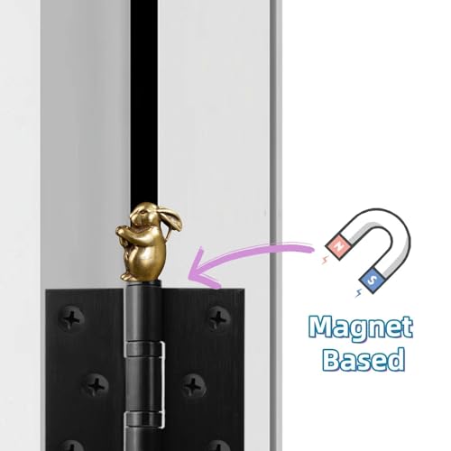 3PCS Brass Rabbit Hinge Toppers - Magnetic Decorative Animal Accents
