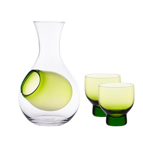 Urban Tokyo Green Pocket Japanese Sake Set with Ice Cavity Decanter & Cups