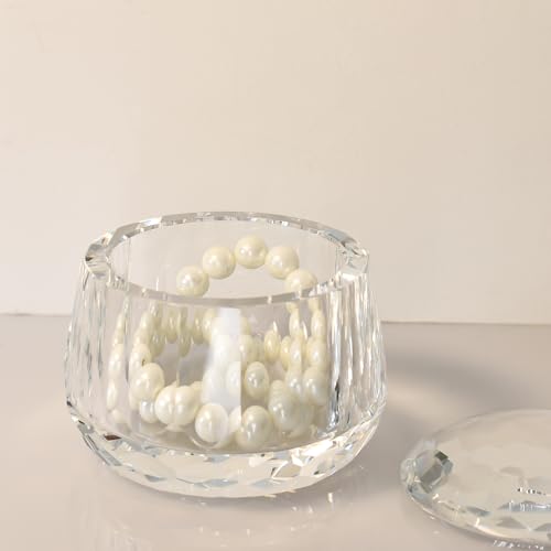 DONOUCLS Crystal Candy Dish with Lid 3.5" x 3.1" Nut Bowl - S Variation, Gift Box