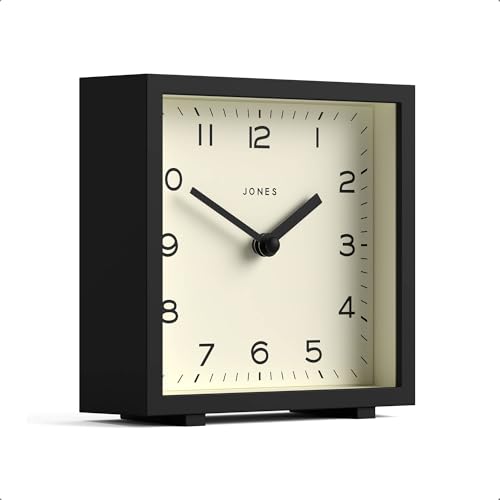 Modern Square Desk Clock, 5.5-inch Matte Black Table Clock