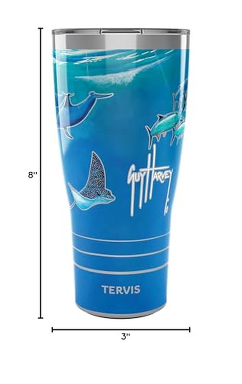 Tervis Traveler Guy Harvey Ocean Scene Triple Walled Insulated Tumbler Travel Cup Keeps Drinks Cold & Hot, 30oz, Stainless Steel