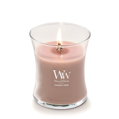 WoodWick Patchouli Cr?me Gifts for Women and Men, 9.7 oz Medium Hourglass Candle with Crackling Wick