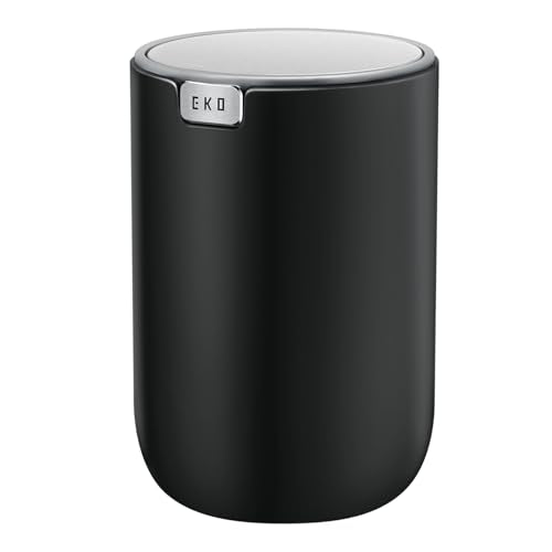 Mini Tabletop Trash Bin with Swing Lid – 1.5L Small Desktop Trash Can (Black)