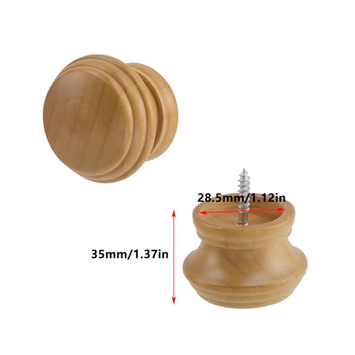 Wooden Curtain Rod Finials, 28mm Round Decorative End Caps - 2 Pack
