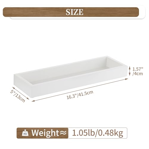 Hanobe Long Narrow Tray for Table Centerpiece 16" White Candle Holder
