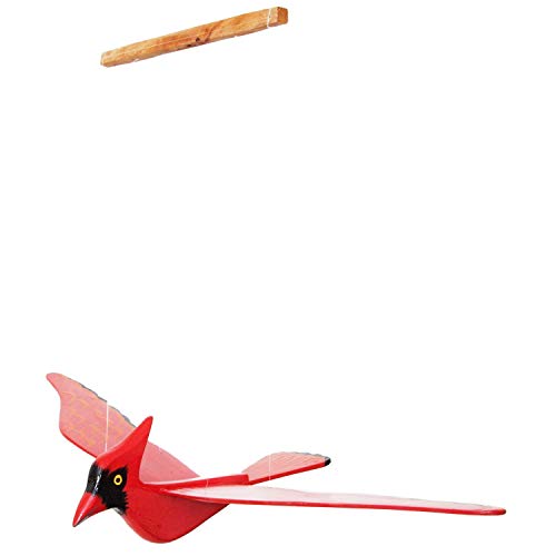 Handcrafted Wooden Cardinal Bird Mobile Hanging Kinetic Art Decor