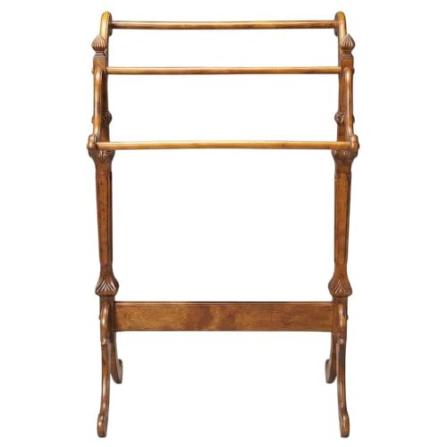 Wooden Blanket Stand with Trestle Base, Vintage Oak Finish Quilt Rack