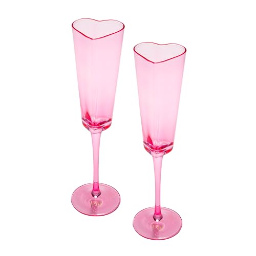 Paris Hilton Pink Heart-Shaped Champagne Flute Gift Set - 2-Piece, 5.5oz