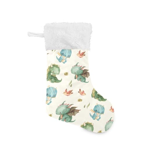 Kigai Dragon Christmas Stocking 17.7" Plush Faux Fur Large Hanging Decor