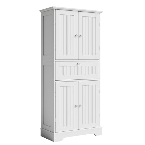 51-inch Tall Bathroom Floor Cabinet with Adjustable Shelves and Drawer