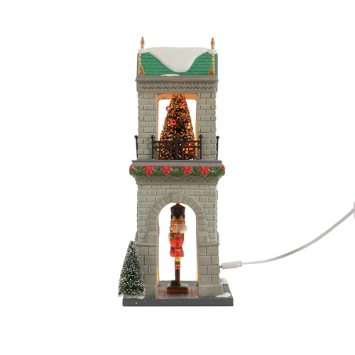 Light-Up Christmas Village Nutcracker Sentry Building, 10-Inch Porcelain Decor