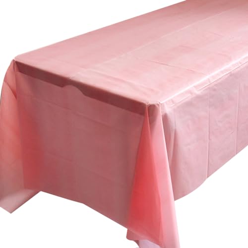 Macaron Pink 2-Pack Disposable Tablecloths 54 x 108 in - Waterproof Oil-Proof, Party Holiday, Amocytec