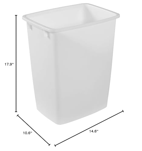 9 Gallon Rectangular Plastic Trash Can, White Under Counter Waste Basket