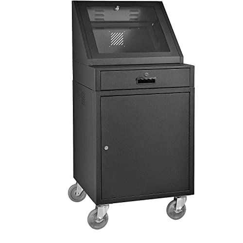 Mobile Industrial Computer Cabinet with LCD Monitor Mount, 55-inch Height