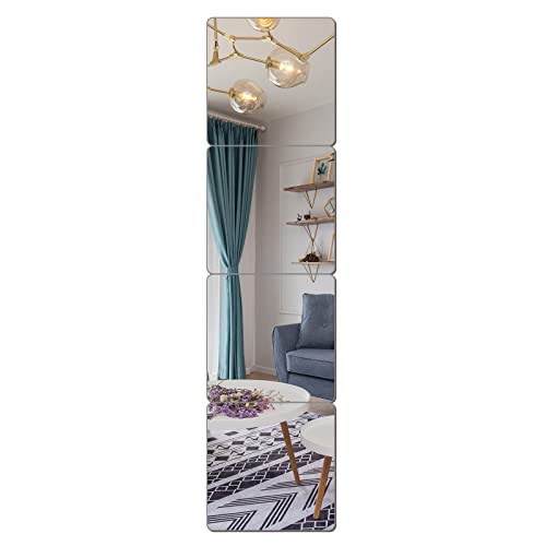 Shatterproof Acrylic Wall Mirror Tiles - 8x8 Inch Self-Adhesive Set of 4