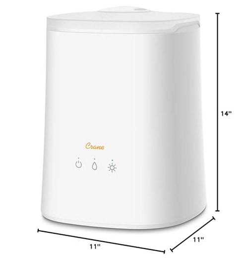 Crane Top Fill Ultrasonic Cool Mist Humidifier for Bedroom and Large Rooms, 1.2 Gallon Essential Oil Diffuser with Nightlight and Auto Shut-Off