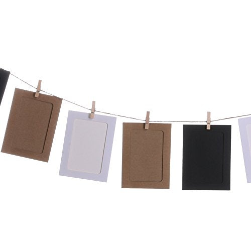 30-Piece Kraft Paper Photo Frame Set with Wooden Clips and Hanging String