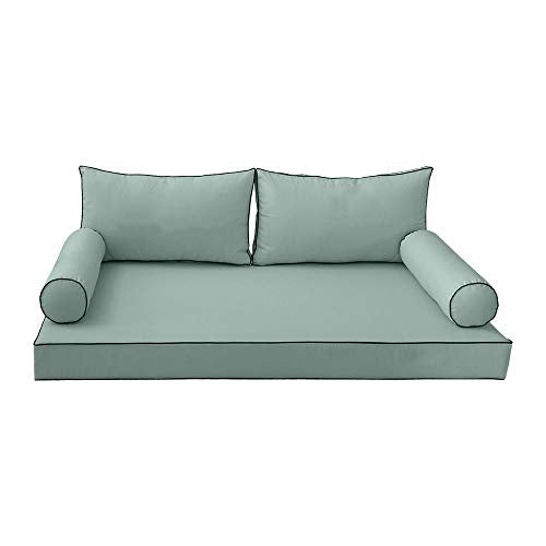 Outdoor Indoor Mattress & Pillow Bolster Cushion Cover Set - Water-Resistant, Twin Size