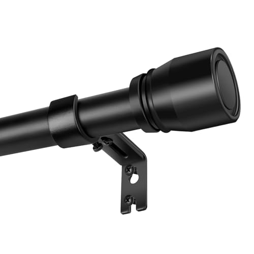 Heavy Duty Adjustable Curtain Rod - 1" Matte Black Metal Rod (30 to 144")