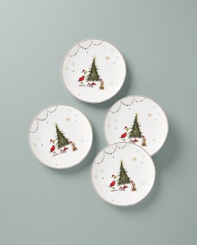 Lenox Merry Grinchmas Porcelain Christmas Dinner Plate Set for 4 - Festive Holiday Tableware