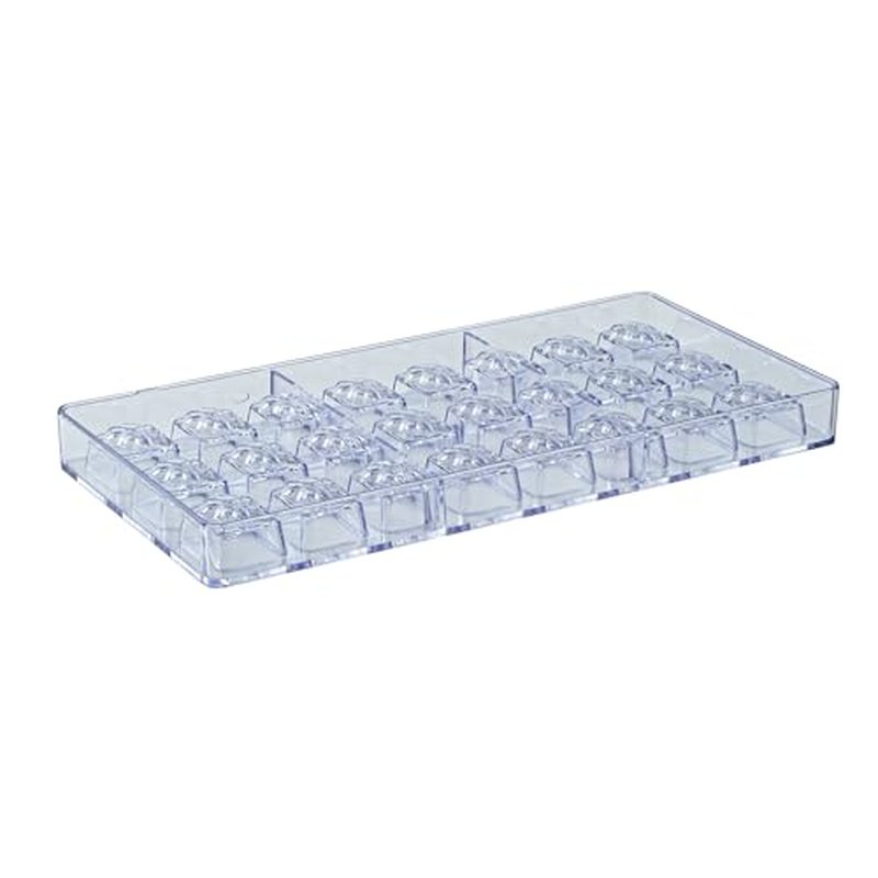 Restaurantware Pastry Tek 10.8 x 5.3 Inch Chocolate Shaping Molds 10 Freezable Candy Molds - 24 Cavities Block-Leaf Design Clear Polycarbonate Chocolate Molds Dishwashable Easy To Release