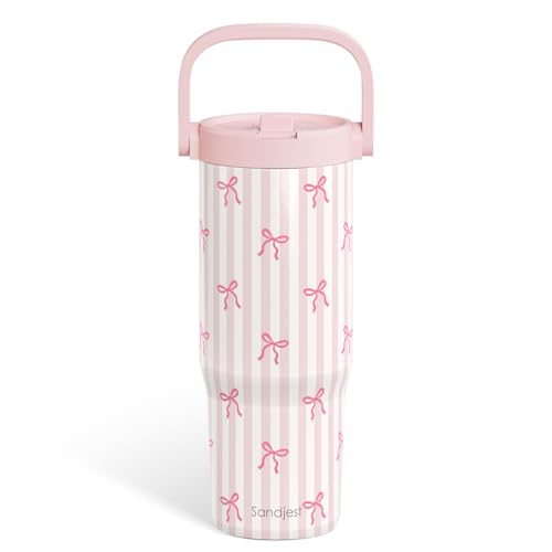 30oz Stainless Steel Insulated Travel Tumbler with Straw and Carry Handle