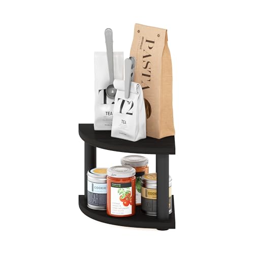 2-Tier Corner Kitchen Countertop Organizer Shelf, Espresso