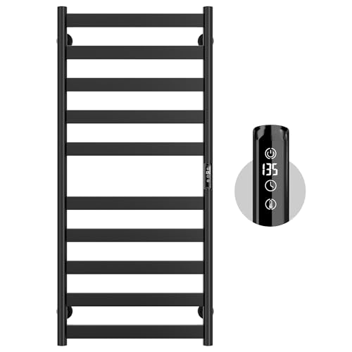 10-Bar Electric Towel Warmer Rack with Timer, Wall Mounted Stainless Steel