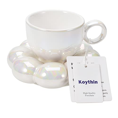 Koythin 6.5oz Sunflower Ceramic Mug Pearl White Tea Latte Cup