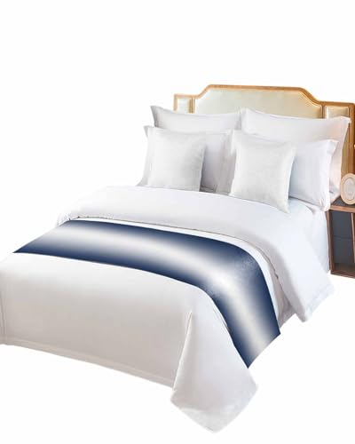 DecorLovee Navy Blue Ombre Bed Runner for Queen Size Bed - Modern Scarf