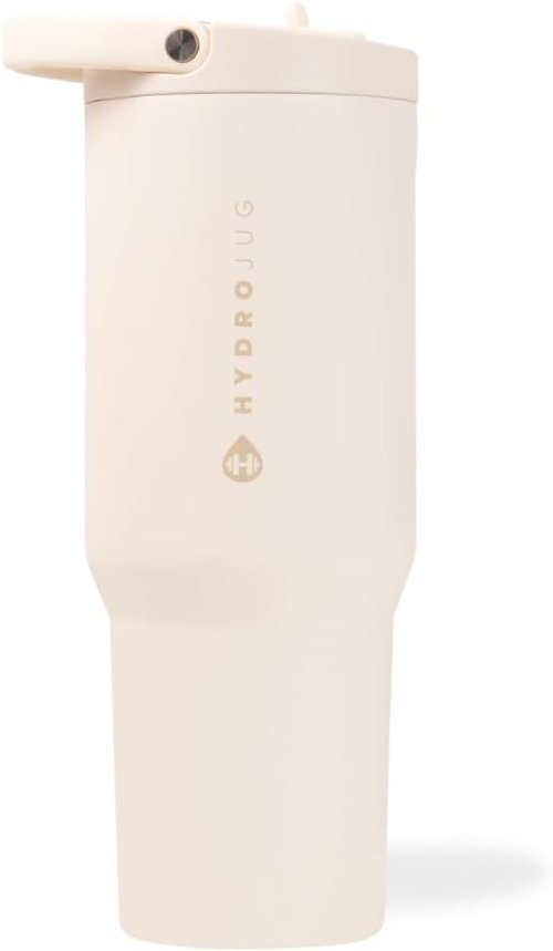 HydroJug Sport - 32oz Stainless Steel Tumbler with Straw | Vacuum Insulated & Leakproof, Ergonomic Design, Cream