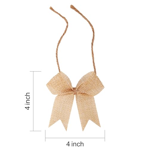 24 Pack Mini Burlap Ribbon Bows with Twist Ties for Gift Wrapping & DIY Crafts