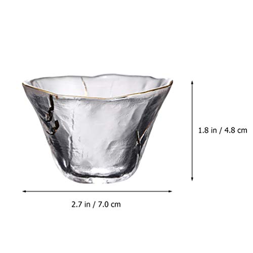 Japanese-Style Glass Sake Cups Set of 4 with Gold Rim - 2.75 Inch Drinking Glassware for Tea, Spirits, Water