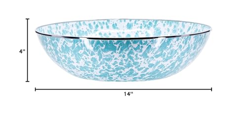 Golden Rabbit Enamelware Catering Bowl, 5 quart, Sea Glass
