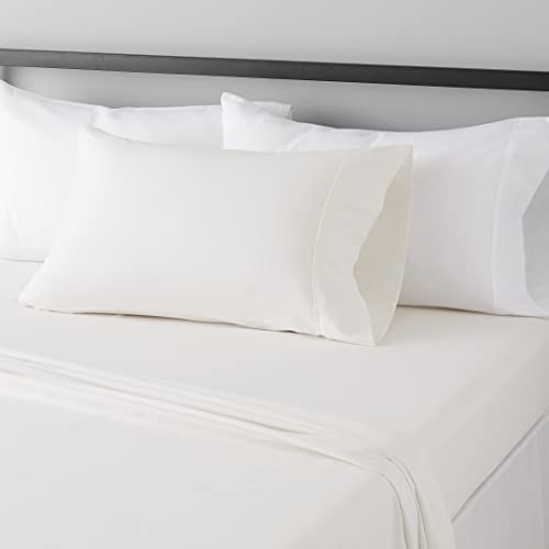 Amazon Basics Brushed Microfiber 3-Piece Twin Bed Sheet Set, Cream