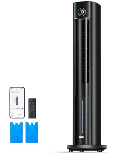 DREO 43-Inch Evaporative Swamp Cooler Fan Black - Portable Cooling & Humidifier