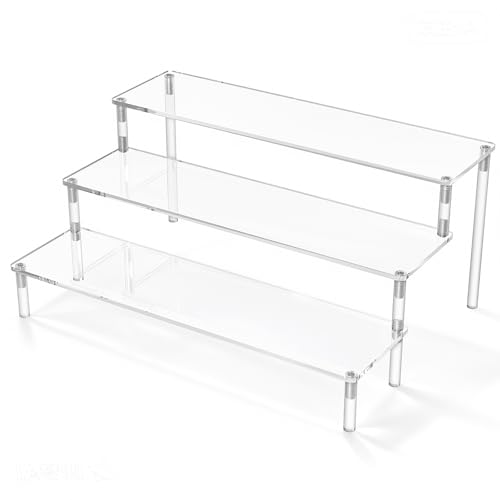 3-Tier Clear Acrylic Display Riser for Collectibles, Makeup, and Cupcakes
