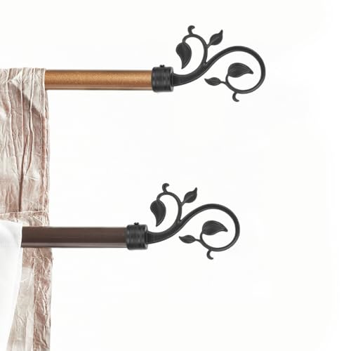 Decorative Metal Curtain Rod Finials, Black Aluminum Alloy Ends - 2 Pack