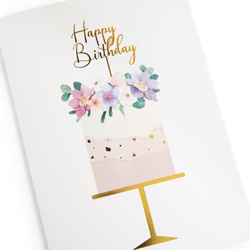 Elegant Birthday Card for Women, 5x7 Gold Foil Greeting Card