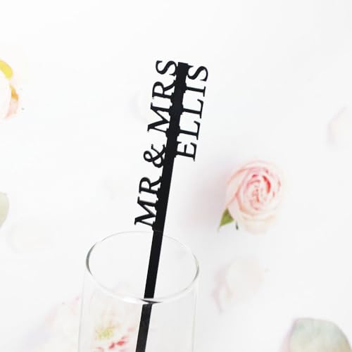 Personalized Laser Initial Drink Stir Sticks - Acrylic Cocktail Swizzle Sets, 15cm & 18cm