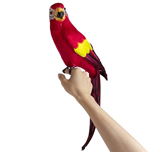 17.7-Inch Lifelike Feathered Artificial Red Parrot Decor & Costume Prop
