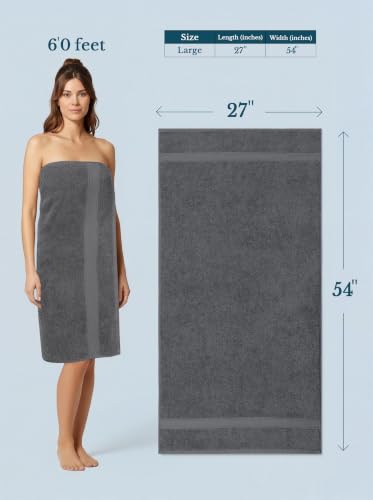 Utopia Towels 4-Pack Premium Bath Towels, 27x54 Inch Grey Cotton