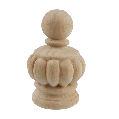 Unfinished Beech Wood Decorative Finial, 2.95"x4.9" Spherical DIY Craft
