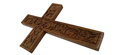 Wooden Wall Cross Crucifix - 6-Inch Rosewood Catholic Wall Decor