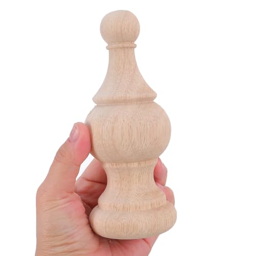 4 Pcs Unfinished Wood Finials, 5.9-Inch Decorative Post Caps for Furniture