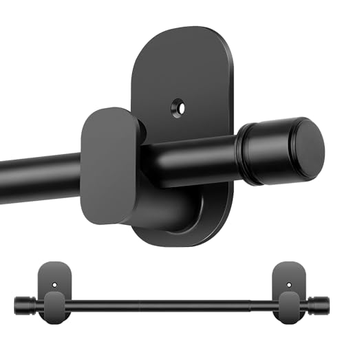 No Drill Adjustable Curtain Rod, 32 to 86 Inch, 5/8" Black Drapery Rod