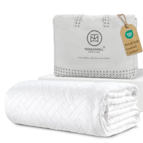 King Size Jacquard Cotton Coverlet Blanket - 106x92 in, Lightweight
